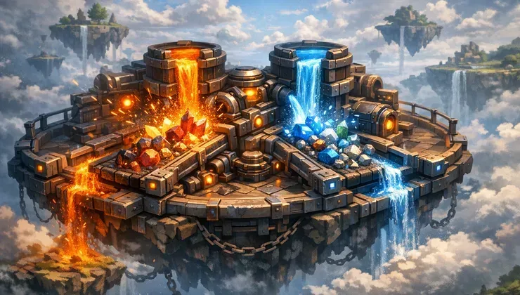 SkyBlock Generator Sistemi ve Kaynak Uretimi icin Hytale-style SkyBlock kapak gorseli